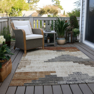 Piper Looms Chantille Geometric ACN1829 Paprika Machine Washable Area Rug Outdoor Lifestyle Image Feature