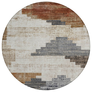 Piper Looms Chantille Geometric ACN1829 Paprika Machine Washable Area Rug Round Main Image