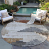 Piper Looms Chantille Geometric ACN1829 Paprika Machine Washable Area Rug Round Outdoor Lifestyle Image Feature