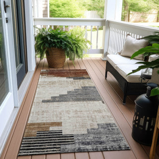 Piper Looms Chantille Geometric ACN1829 Paprika Machine Washable Area Rug Runner Outdoor Lifestyle Image Feature