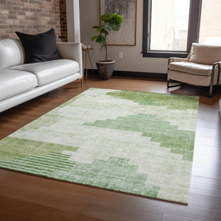 Piper Looms Chantille Geometric ACN1829 Sage Machine Washable Area Rug Lifestyle Image Feature