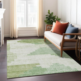 Piper Looms Chantille Geometric ACN1829 Sage Machine Washable Area Rug Lifestyle Image Feature