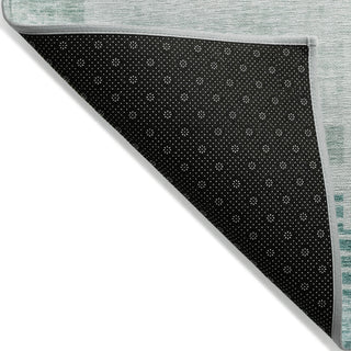Piper Looms Chantille Geometric ACN1829 Teal Machine Washable Area Rug Backing Image
