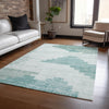 Piper Looms Chantille Geometric ACN1829 Teal Machine Washable Area Rug Lifestyle Image Feature