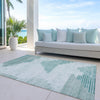 Piper Looms Chantille Geometric ACN1829 Teal Machine Washable Area Rug Outdoor Lifestyle Image Feature