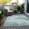 Piper Looms Chantille Geometric ACN1829 Teal Machine Washable Area Rug Outdoor Lifestyle Image Feature