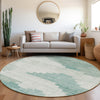 Piper Looms Chantille Geometric ACN1829 Teal Machine Washable Area Rug Round Lifestyle Image Feature