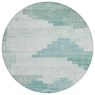 Piper Looms Chantille Geometric ACN1829 Teal Machine Washable Area Rug Round Main Image