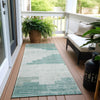 Piper Looms Chantille Geometric ACN1829 Teal Machine Washable Area Rug Runner Outdoor Lifestyle Image Feature