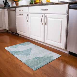 Piper Looms Chantille Geometric ACN1829 Teal Machine Washable Area Rug Scatter Lifestyle Image Feature