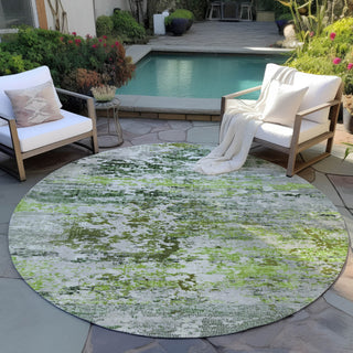 Piper Looms Chantille Modern ACN1830 Aloe Machine Washable Area Rug Round Outdoor Lifestyle Image Feature