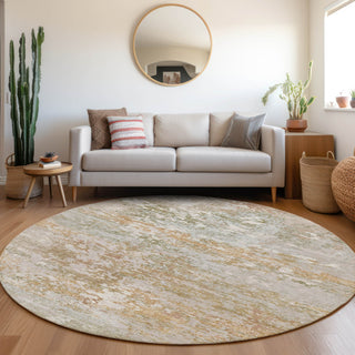 Piper Looms Chantille Modern ACN1830 Coral Machine Washable Area Rug Round Lifestyle Image Feature