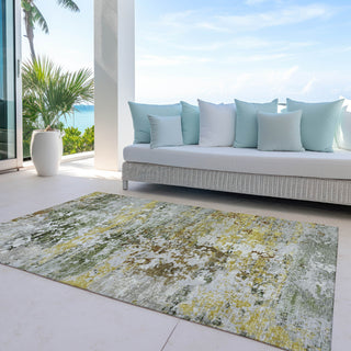 Piper Looms Chantille Modern ACN1830 Gold Machine Washable Area Rug Outdoor Lifestyle Image Feature