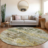 Piper Looms Chantille Modern ACN1830 Gold Machine Washable Area Rug Round Lifestyle Image Feature