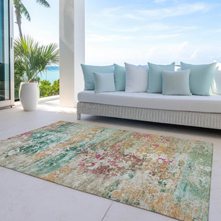 Piper Looms Chantille Modern ACN1830 Orange Machine Washable Area Rug Outdoor Lifestyle Image Feature