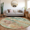 Piper Looms Chantille Modern ACN1830 Orange Machine Washable Area Rug Round Lifestyle Image Feature