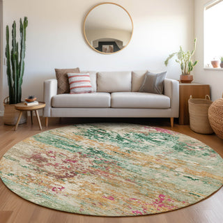 Piper Looms Chantille Modern ACN1830 Orange Machine Washable Area Rug Round Lifestyle Image Feature