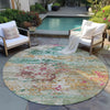 Piper Looms Chantille Modern ACN1830 Orange Machine Washable Area Rug Round Outdoor Lifestyle Image Feature