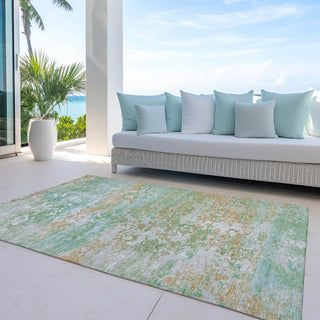 Piper Looms Chantille Modern ACN1830 Teal Machine Washable Area Rug Outdoor Lifestyle Image Feature