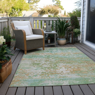 Piper Looms Chantille Modern ACN1830 Teal Machine Washable Area Rug Outdoor Lifestyle Image Feature