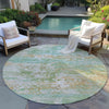 Piper Looms Chantille Modern ACN1830 Teal Machine Washable Area Rug Round Outdoor Lifestyle Image Feature