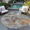 Piper Looms Chantille Modern ACN1830 Terracotta Machine Washable Area Rug Round Outdoor Lifestyle Image Feature