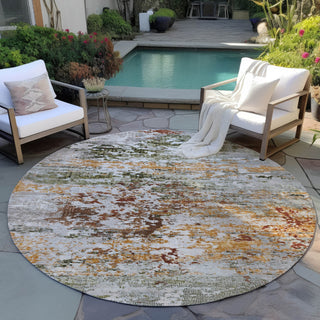 Piper Looms Chantille Modern ACN1830 Terracotta Machine Washable Area Rug Round Outdoor Lifestyle Image Feature