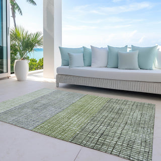 Piper Looms Chantille Geometric ACN1831 Aloe Machine Washable Area Rug Outdoor Lifestyle Image Feature