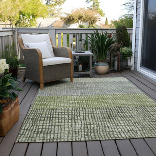 Piper Looms Chantille Geometric ACN1831 Aloe Machine Washable Area Rug Outdoor Lifestyle Image Feature