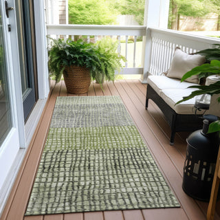 Piper Looms Chantille Geometric ACN1831 Aloe Machine Washable Area Rug Runner Outdoor Lifestyle Image Feature
