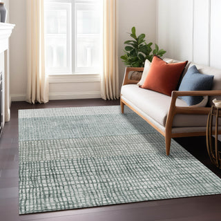 Piper Looms Chantille Geometric ACN1831 Aqua Machine Washable Area Rug Lifestyle Image Feature
