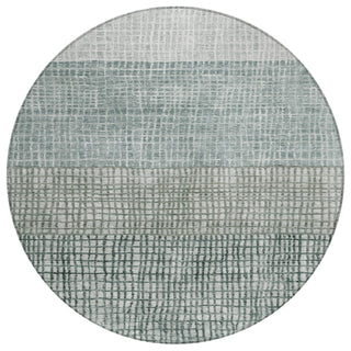 Piper Looms Chantille Geometric ACN1831 Aqua Machine Washable Area Rug Round Main Image