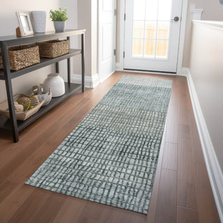 Piper Looms Chantille Geometric ACN1831 Aqua Machine Washable Area Rug Runner Lifestyle Image Feature