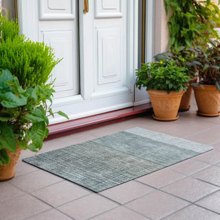 Piper Looms Chantille Geometric ACN1831 Aqua Machine Washable Area Rug Scatter Outdoor Lifestyle Image Feature