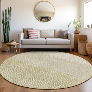Piper Looms Chantille Geometric ACN1831 Beige Machine Washable Area Rug Round Lifestyle Image Feature