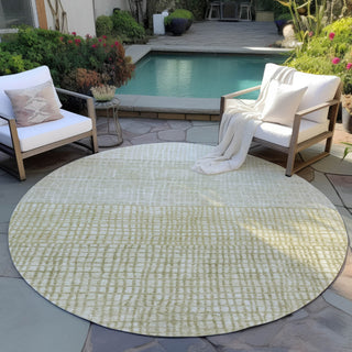 Piper Looms Chantille Geometric ACN1831 Beige Machine Washable Area Rug Round Outdoor Lifestyle Image Feature