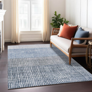 Piper Looms Chantille Geometric ACN1831 Blue Machine Washable Area Rug Lifestyle Image Feature