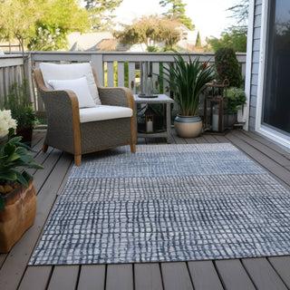 Piper Looms Chantille Geometric ACN1831 Blue Machine Washable Area Rug Outdoor Lifestyle Image Feature