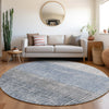 Piper Looms Chantille Geometric ACN1831 Blue Machine Washable Area Rug Round Lifestyle Image Feature