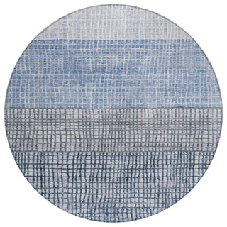 Piper Looms Chantille Geometric ACN1831 Blue Machine Washable Area Rug Round Main Image