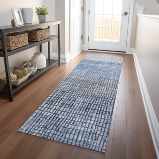 Piper Looms Chantille Geometric ACN1831 Blue Machine Washable Area Rug Runner Lifestyle Image Feature