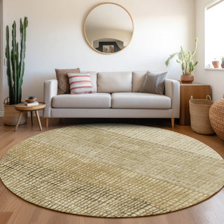 Piper Looms Chantille Geometric ACN1831 Brown Machine Washable Area Rug Round Lifestyle Image Feature