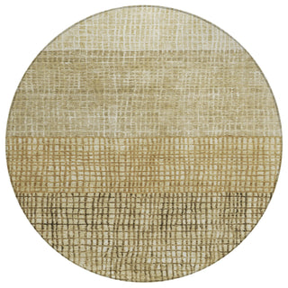 Piper Looms Chantille Geometric ACN1831 Brown Machine Washable Area Rug Round Main Image
