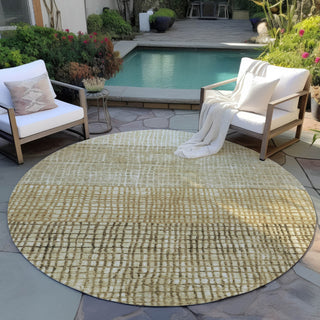 Piper Looms Chantille Geometric ACN1831 Brown Machine Washable Area Rug Round Outdoor Lifestyle Image Feature