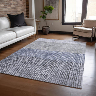 Piper Looms Chantille Geometric ACN1831 Denim Machine Washable Area Rug Lifestyle Image Feature