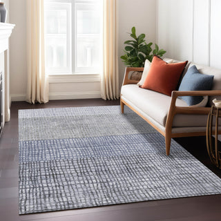 Piper Looms Chantille Geometric ACN1831 Denim Machine Washable Area Rug Lifestyle Image Feature