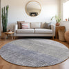 Piper Looms Chantille Geometric ACN1831 Denim Machine Washable Area Rug Round Lifestyle Image Feature