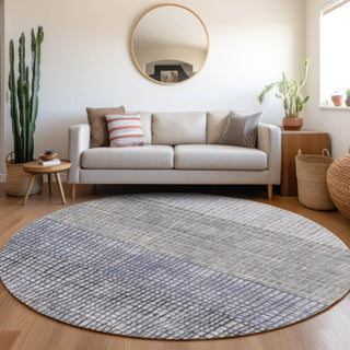 Piper Looms Chantille Geometric ACN1831 Denim Machine Washable Area Rug Round Lifestyle Image Feature