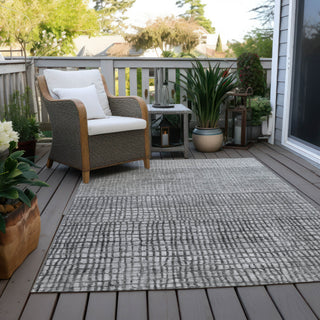 Piper Looms Chantille Geometric ACN1831 Gray Machine Washable Area Rug Outdoor Lifestyle Image Feature