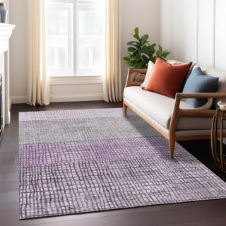 Piper Looms Chantille Geometric ACN1831 Plum Machine Washable Area Rug Lifestyle Image Feature